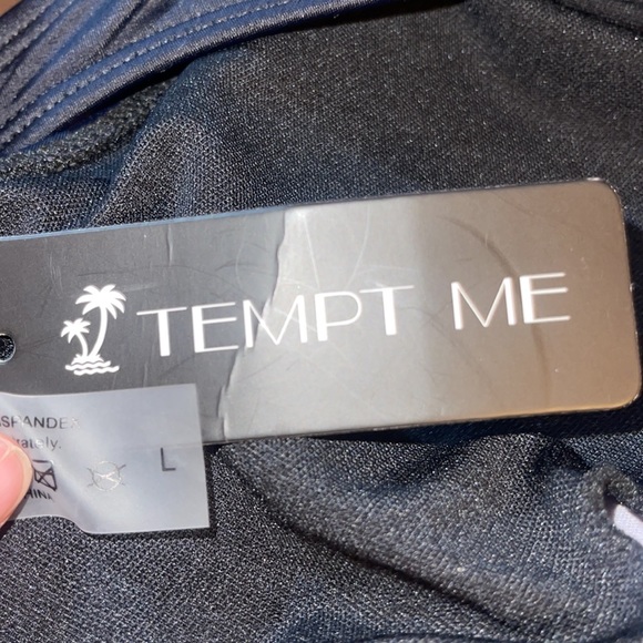 Tempt Me Women Black Halter Bikini Top Push Up Swimsuit Top Only Large NWOT - Picture 6 of 7